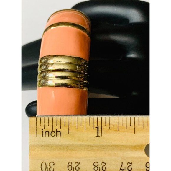 Boho Peach Enameled Bangle Bracelet - Picture 5 of 6